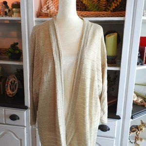 Chicos Size L open weave gold/tan coat